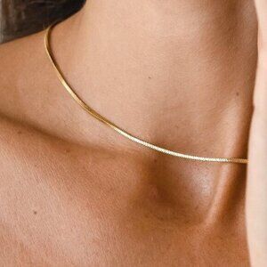 Dainty Gold Snake Chain Necklace Waterproof Necklace Summer Everyday Jewelry
